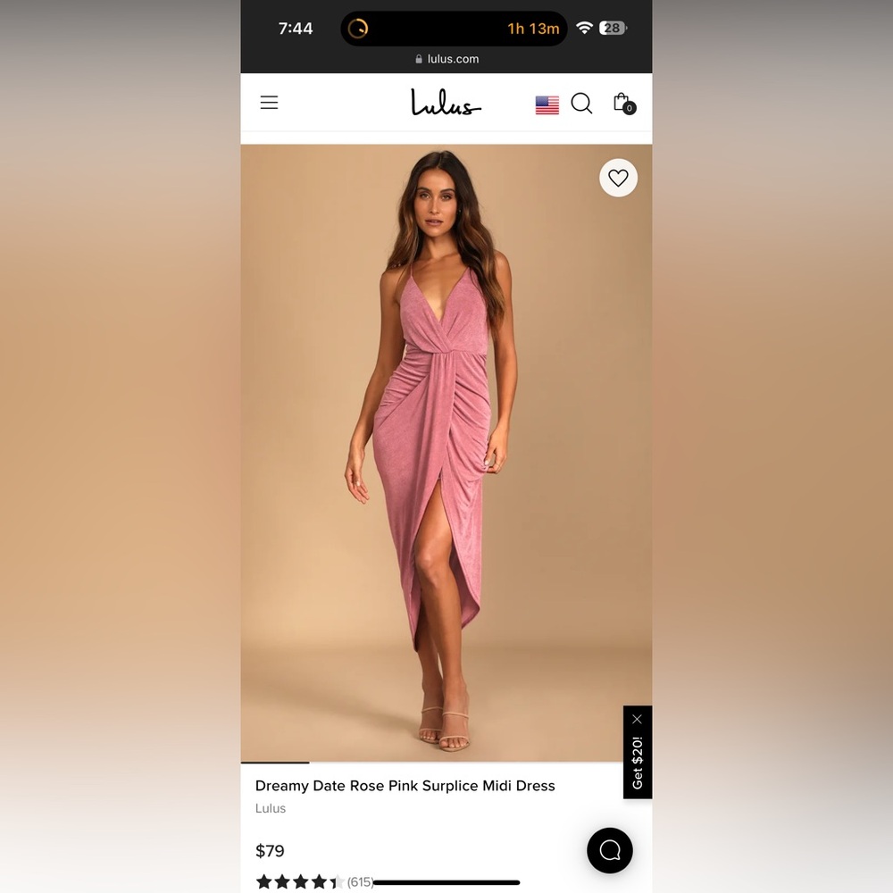 Dreamy Date Rose Pink Surplice Midi Dress